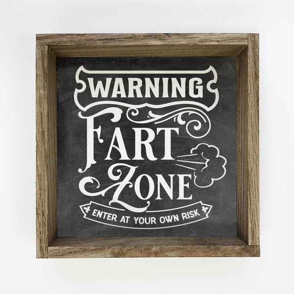 Warning Fart Zone - Funny Word Art Sign - Bathroom Wall Art
