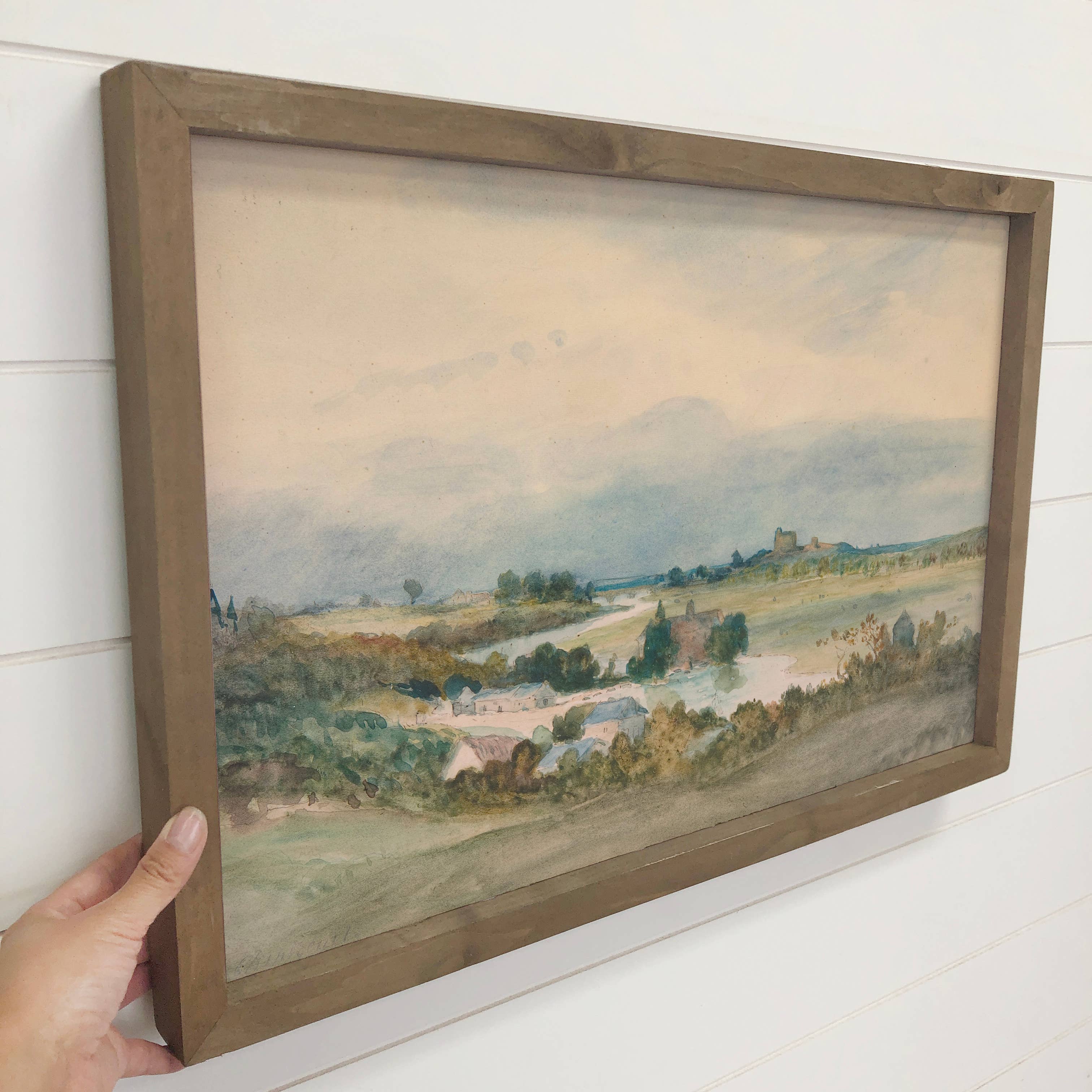 European Cottages Landscape - Landscape Canvas Art - Framed