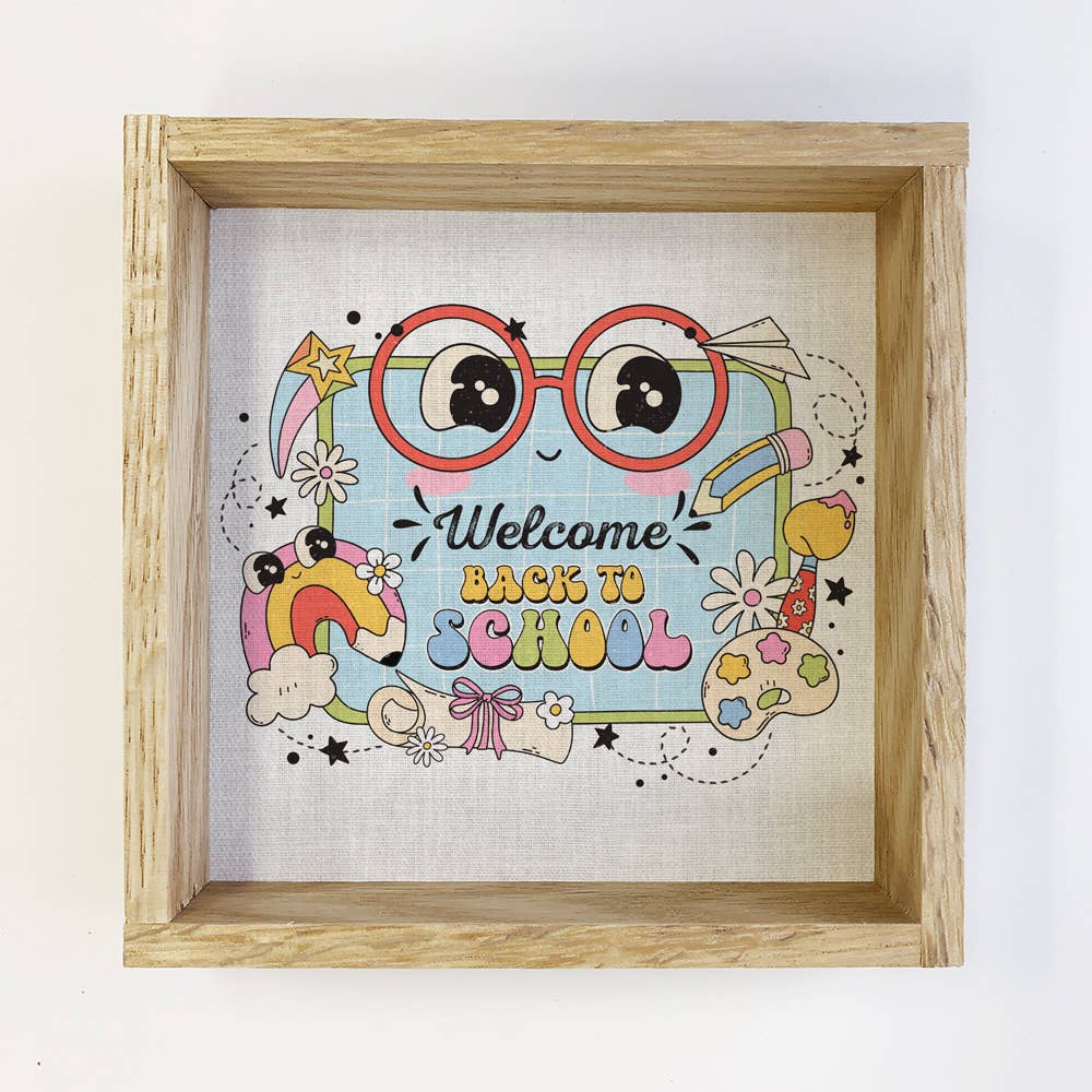 Welcome Back to School - School Word Art - Wood Framed Art