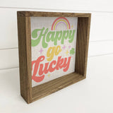 Happy Go Lucky - St Patrick's Day Canvas Art - Wood Framed