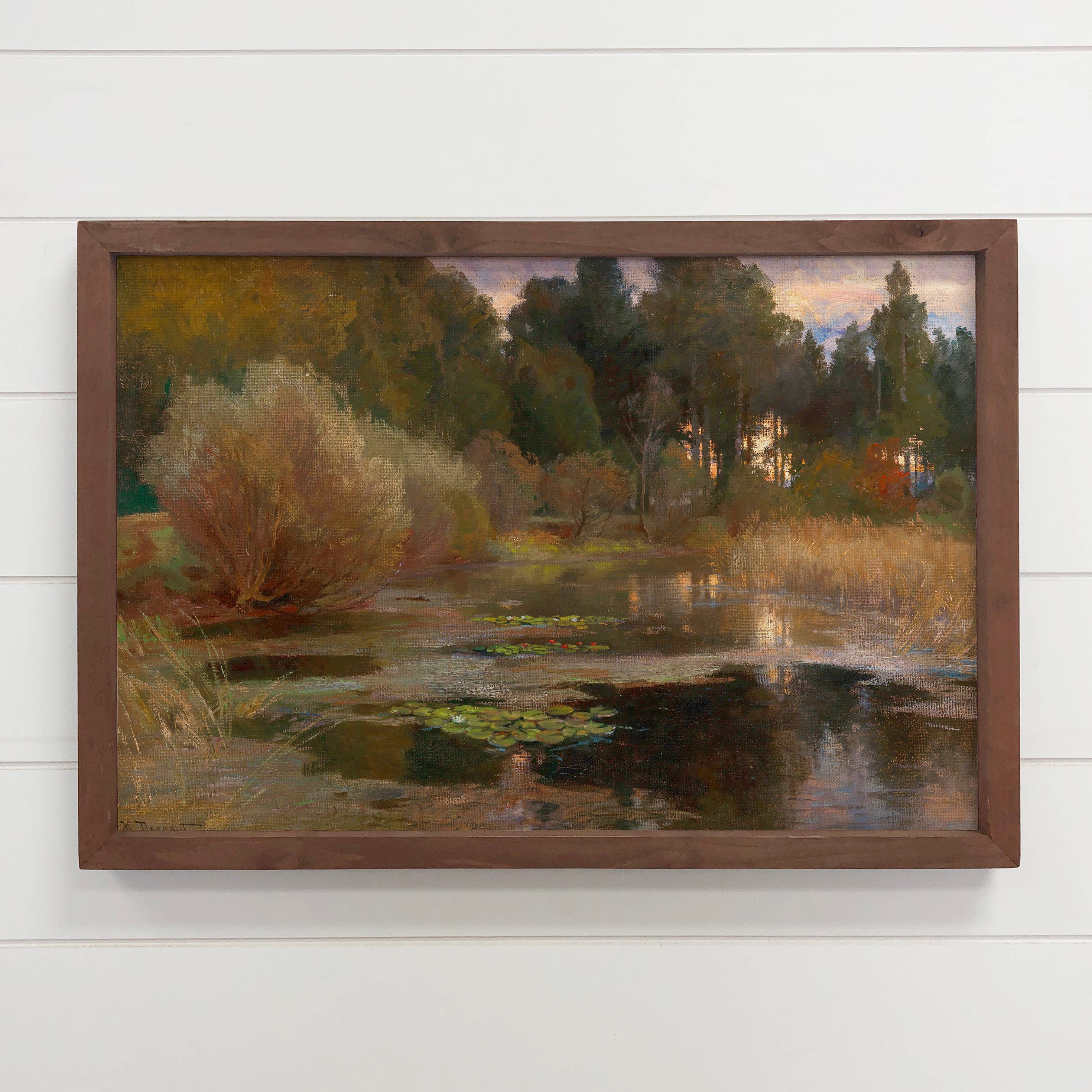 Pond at Dusk - Landscape Canvas Art - Wood Framed Decor