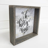 Oh Holy Night Gray Snowflakes Canvas Wall Art Wood Frame