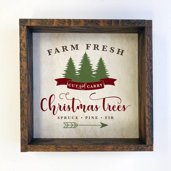 Farm Fresh Christmas Tree Small Canvas and Wood Home Decor