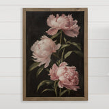 Blush Peonies Dark Painting - Farmhouse Flower Canvas Art