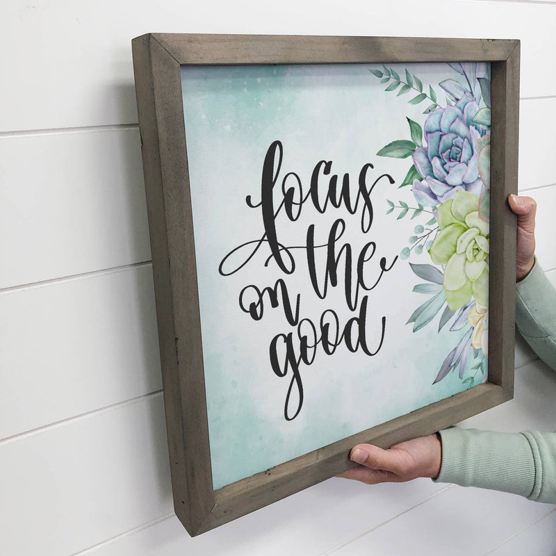 Focus on the Good Succulent with Greywash Frame