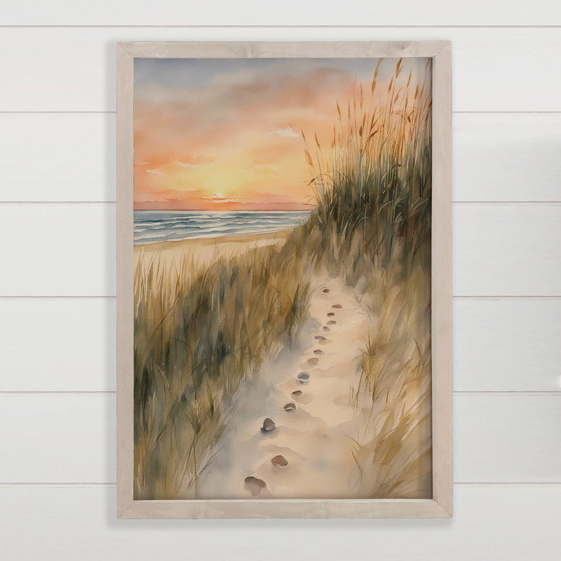 Footsteps to the Beach - Nature Canvas Art - Wood Framed Art