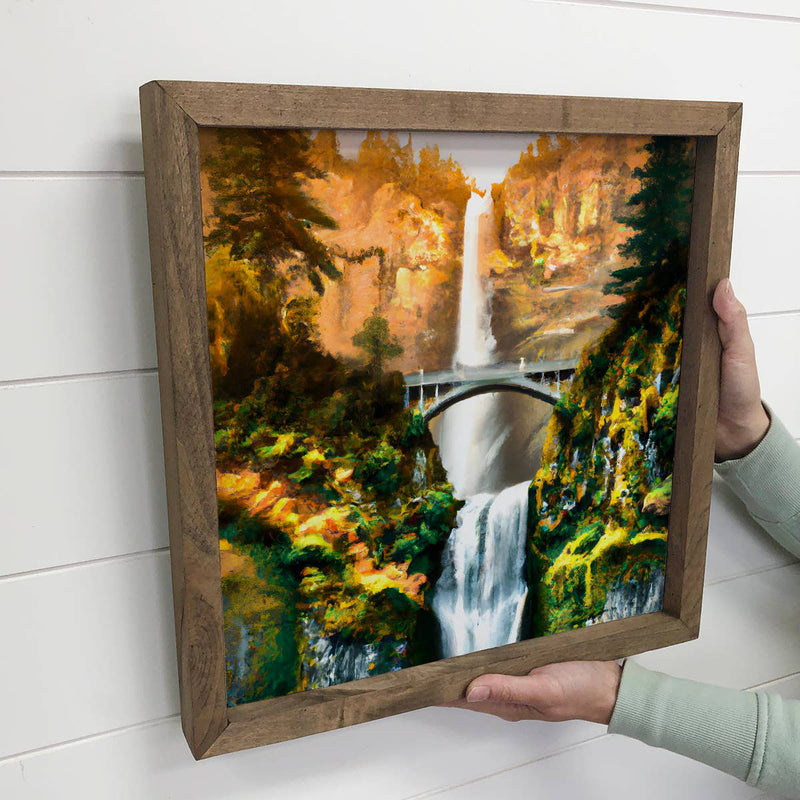 Multnomah Falls Oregon Based Small Souvenir Framed Sign