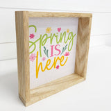 Spring is Here - Spring Time Canvas Art - Wood Framed Sign