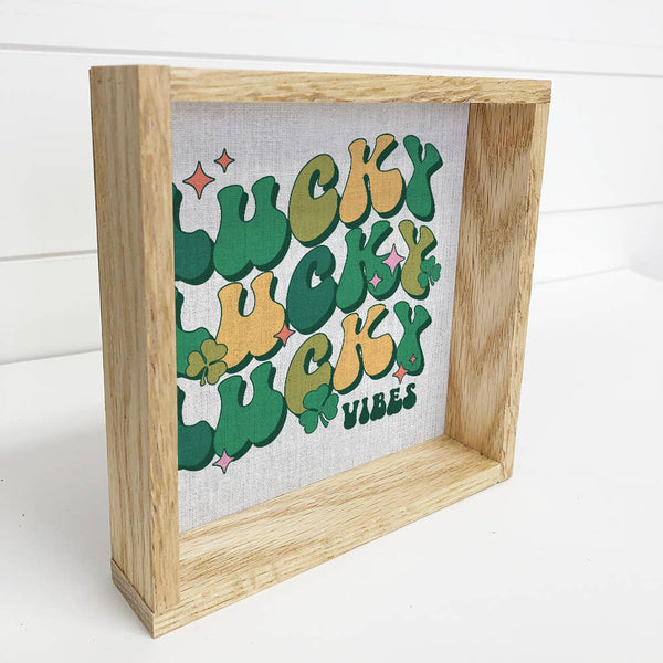 Retro Lucky Vibes - St. Patrick's Canvas Art - Wood Framed