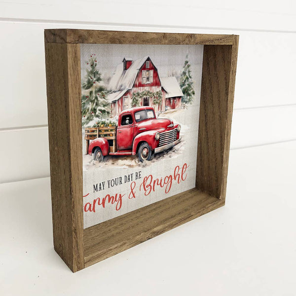 Farmy & Bright Vintage Truck - Cute Christmas Canvas Artwork