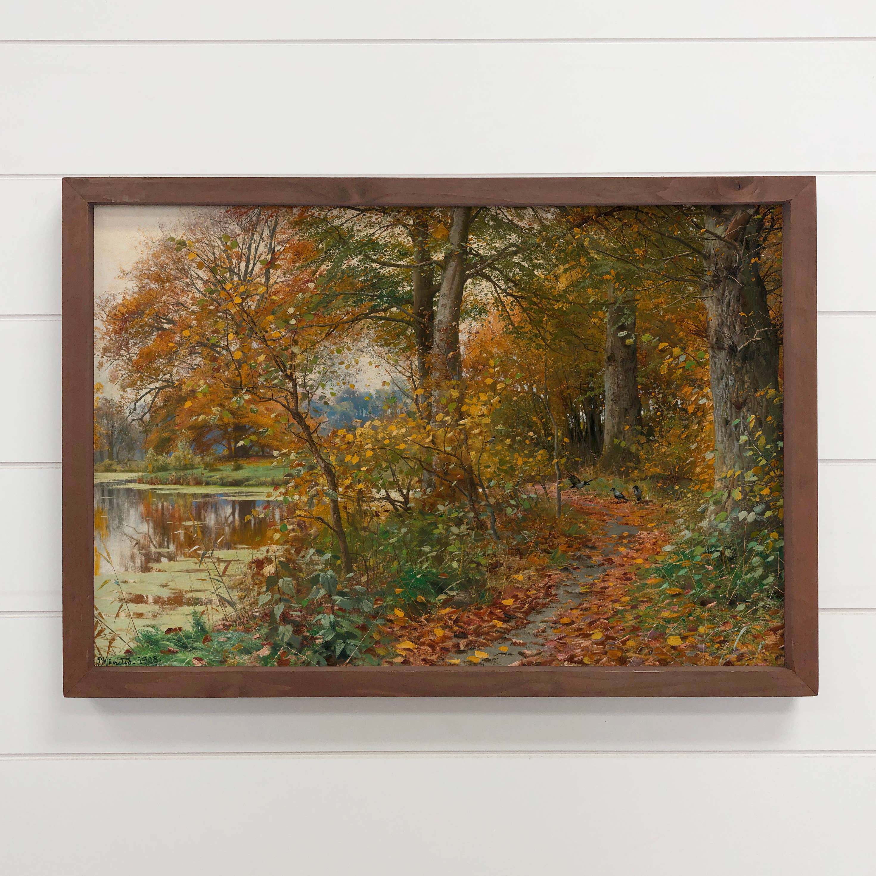 Fall Leaves Forest Path - Nature Landscape Canvas Art -