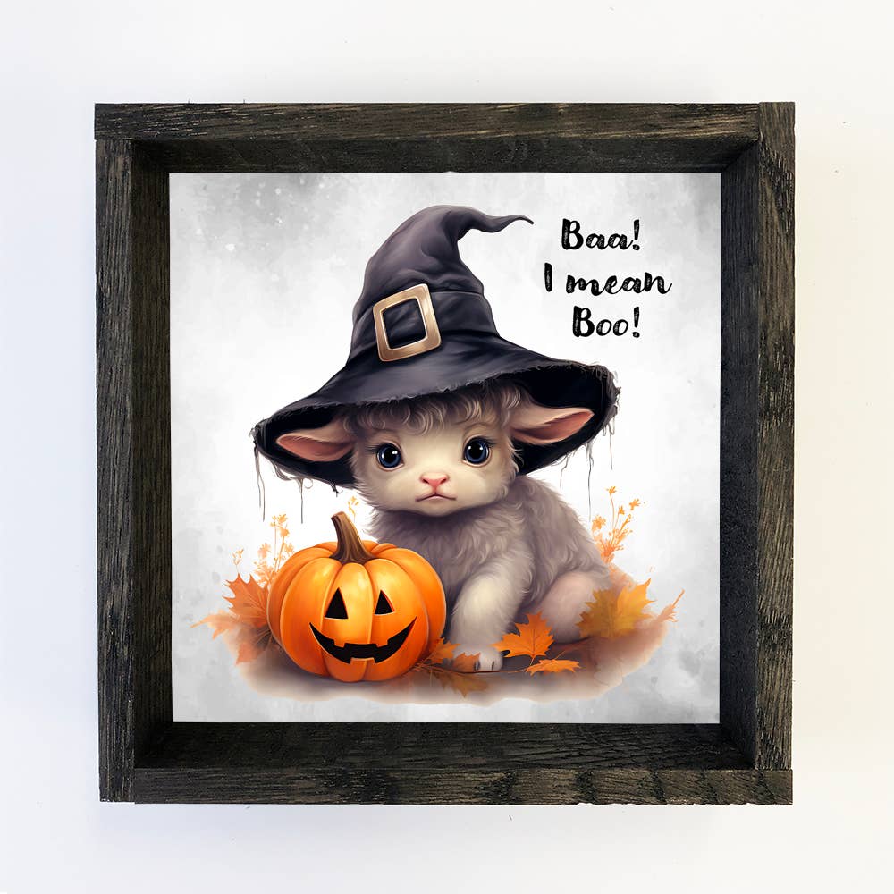 Lamb Witch - Framed Animal Canvas Art - Fall Season Wall Art