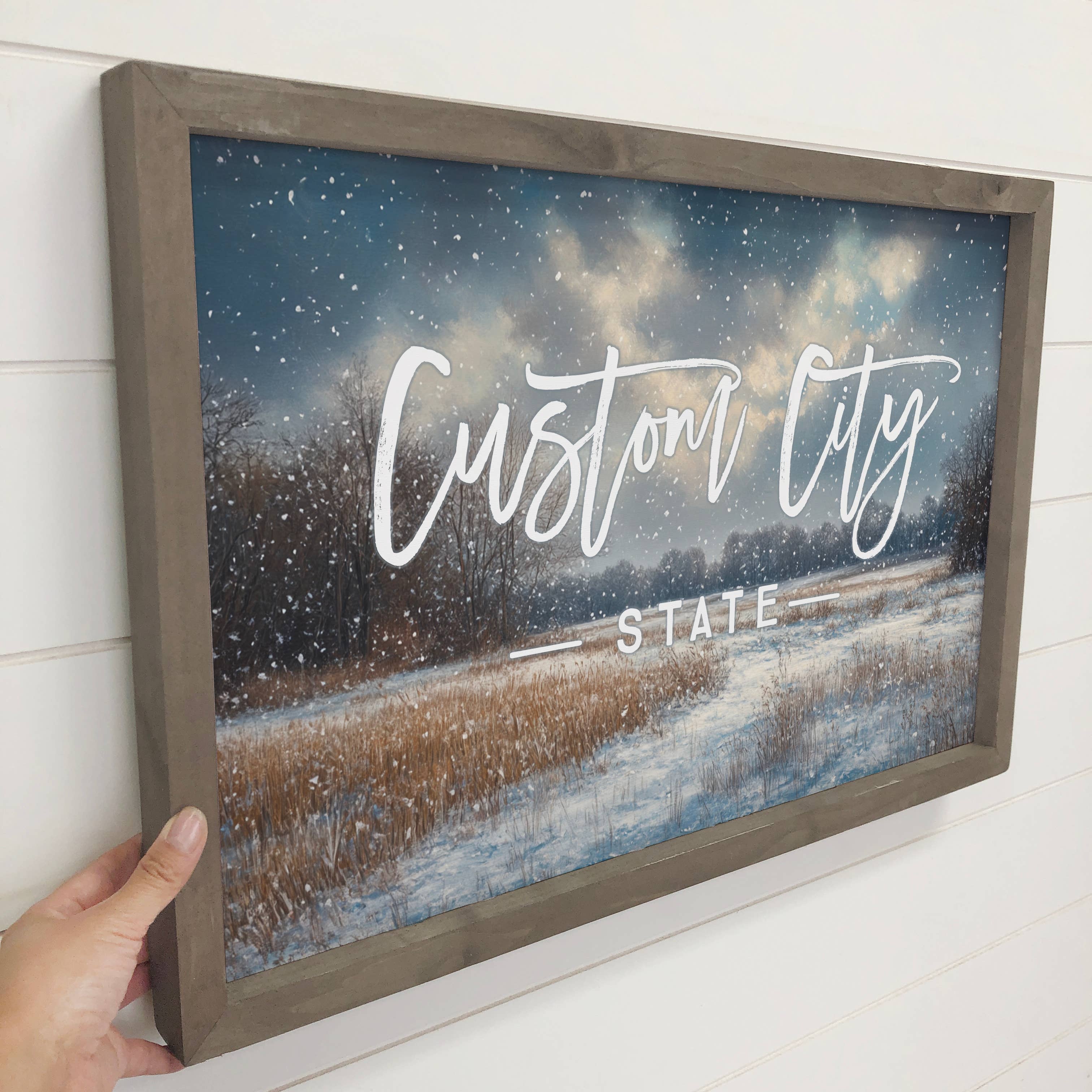 Custom Winter in the Midwest - Cabin Canvas Art - Wood Frame