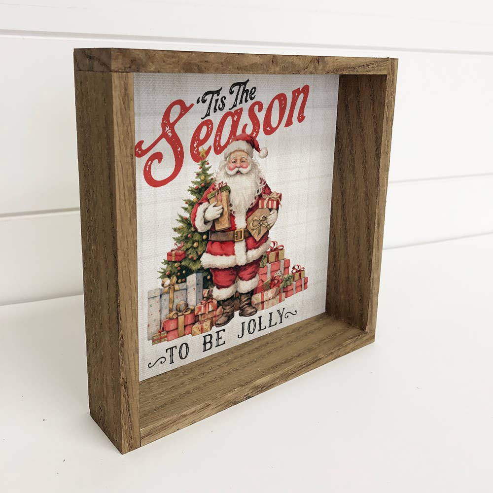 Tis the Season to be Jolly - Vintage Santa Canvas Wall Art