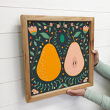 Folk Art Pear - Pear Canvas Art - Wood Framed Wall Art