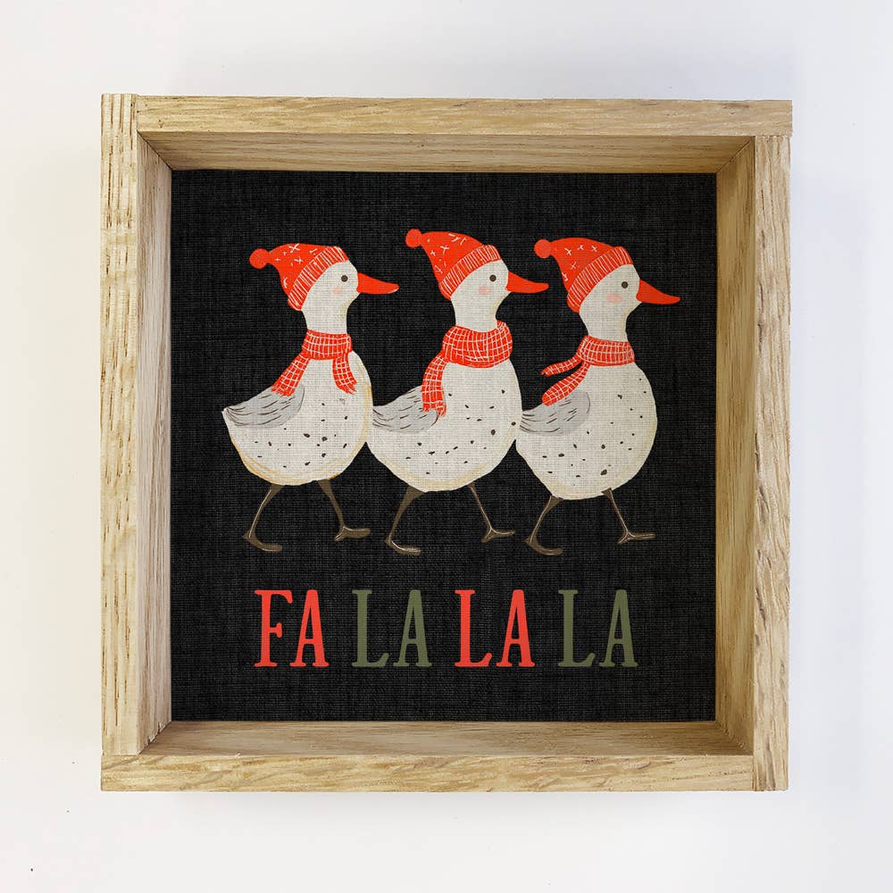Fa La La La Winter Ducks - Christmas Canvas Art - Framed Art
