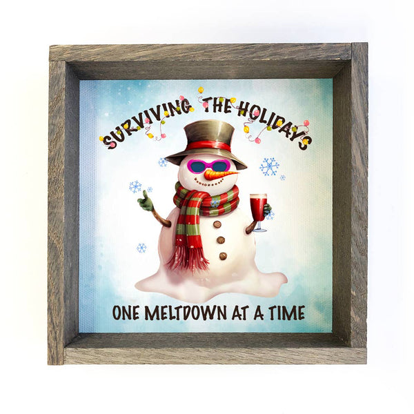 Surviving the Holidays Snowman - Funny Snowman Canvas Art