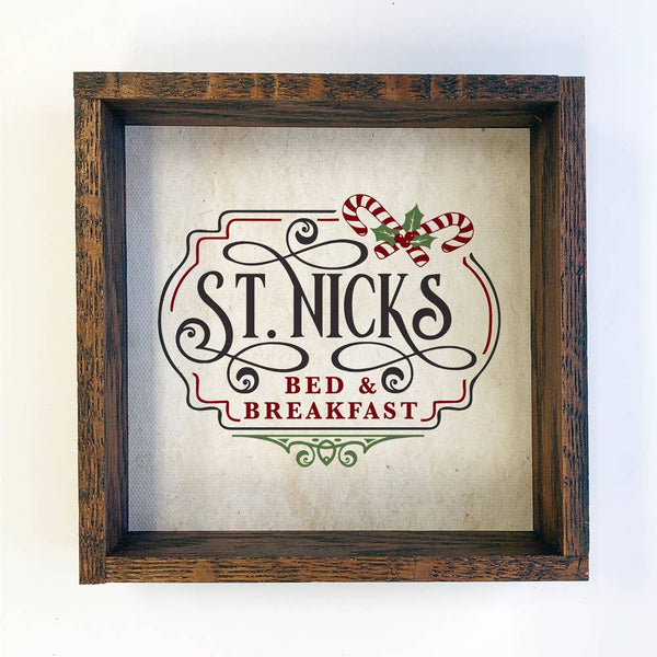 St. Nick's Bed & Breakfast Small Canvas and Wood Home Decor
