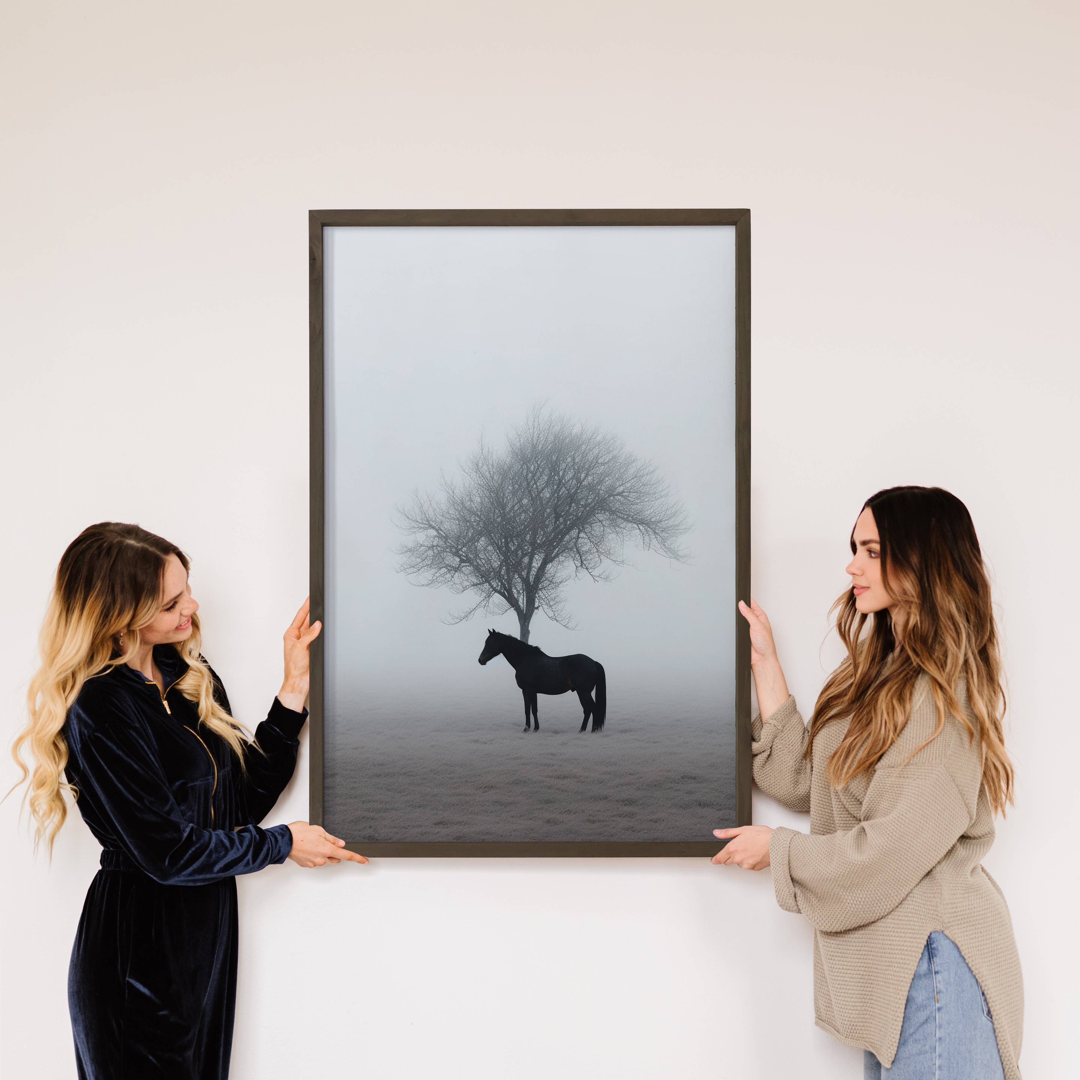 Lone Horse & Tree - Farmhouse Wall Decor - Wood Framed Art