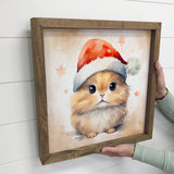 Hamster Santa Hat - Cute Holiday Animal Canvas Art - Framed