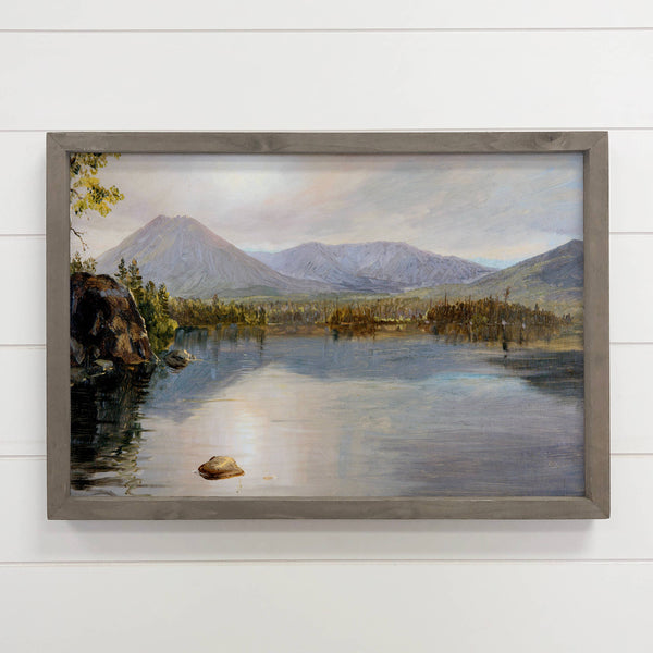 Lake in Maine - Framed Nature Canvas Art - Cabin Wall Decor