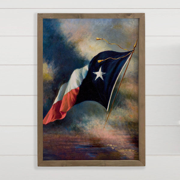 Flag of Texas - State Flag Canvas Art - Wood Framed Decor