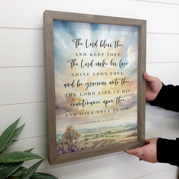 Lord's Face Shine Scripture - Scripture Canvas Art - Framed