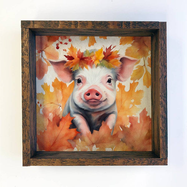 Fall Farm Animals Baby Pig - Cute Baby Animal Canvas Art