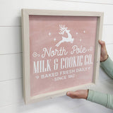 Pink North Pole Milk & Cookies - Cute Holiday Word Sign -