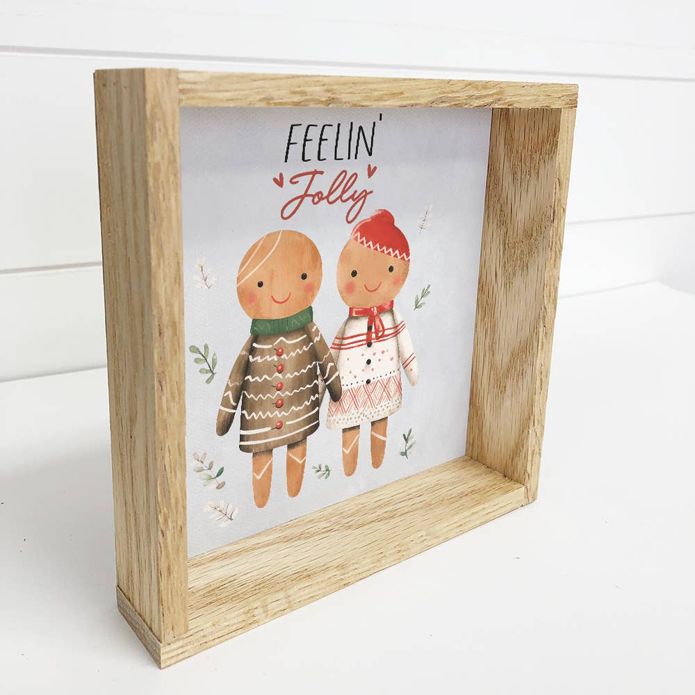 Hygge Feeling Jolly Gingerbread - Rustic Holiday Canvas Art