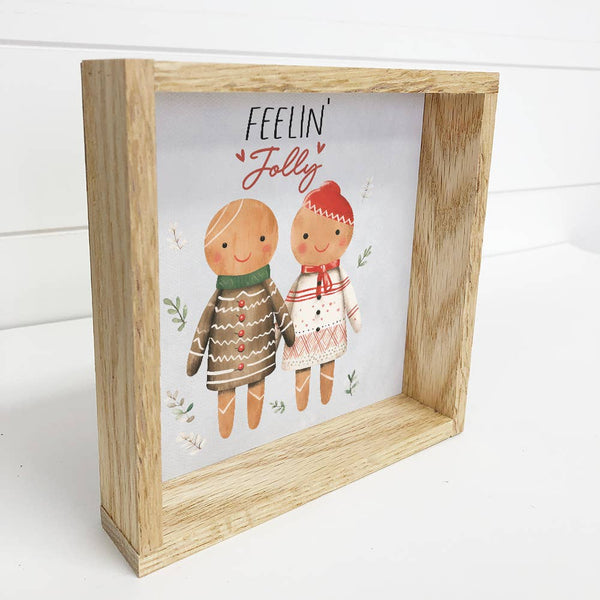 Hygge Feeling Jolly Gingerbread - Rustic Holiday Canvas Art