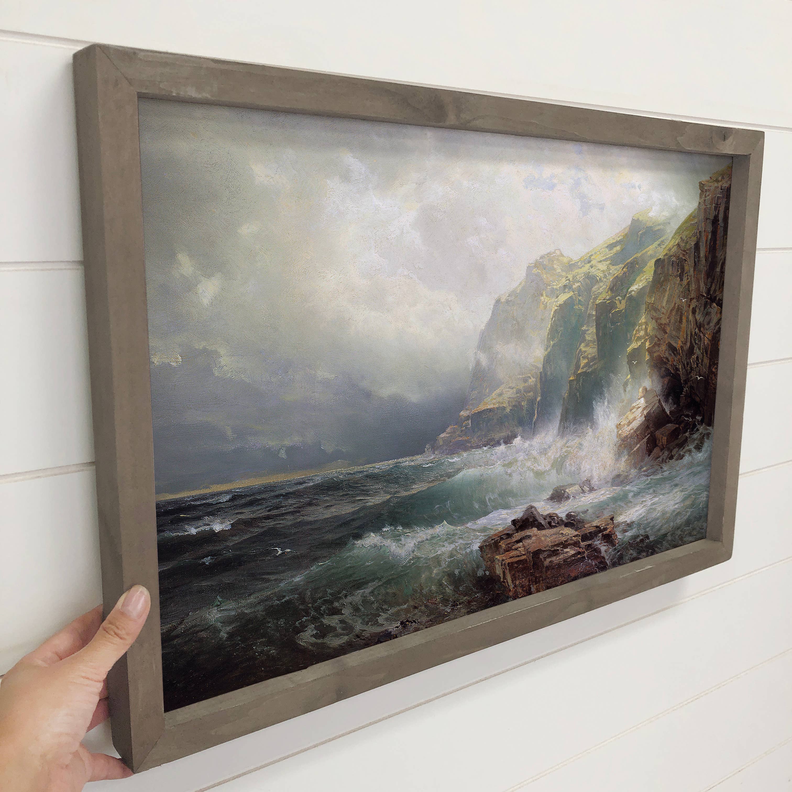 Cornwall England Rocky Coastline - Ocean Canvas Art - Framed