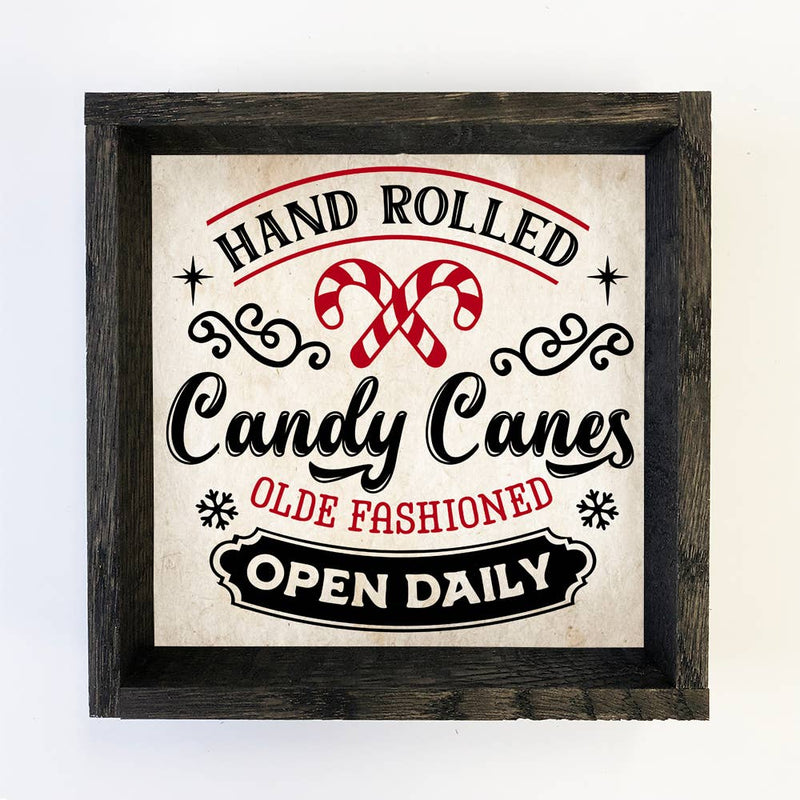 Hand Rolled Candy Canes - Framed Holiday Word Sign