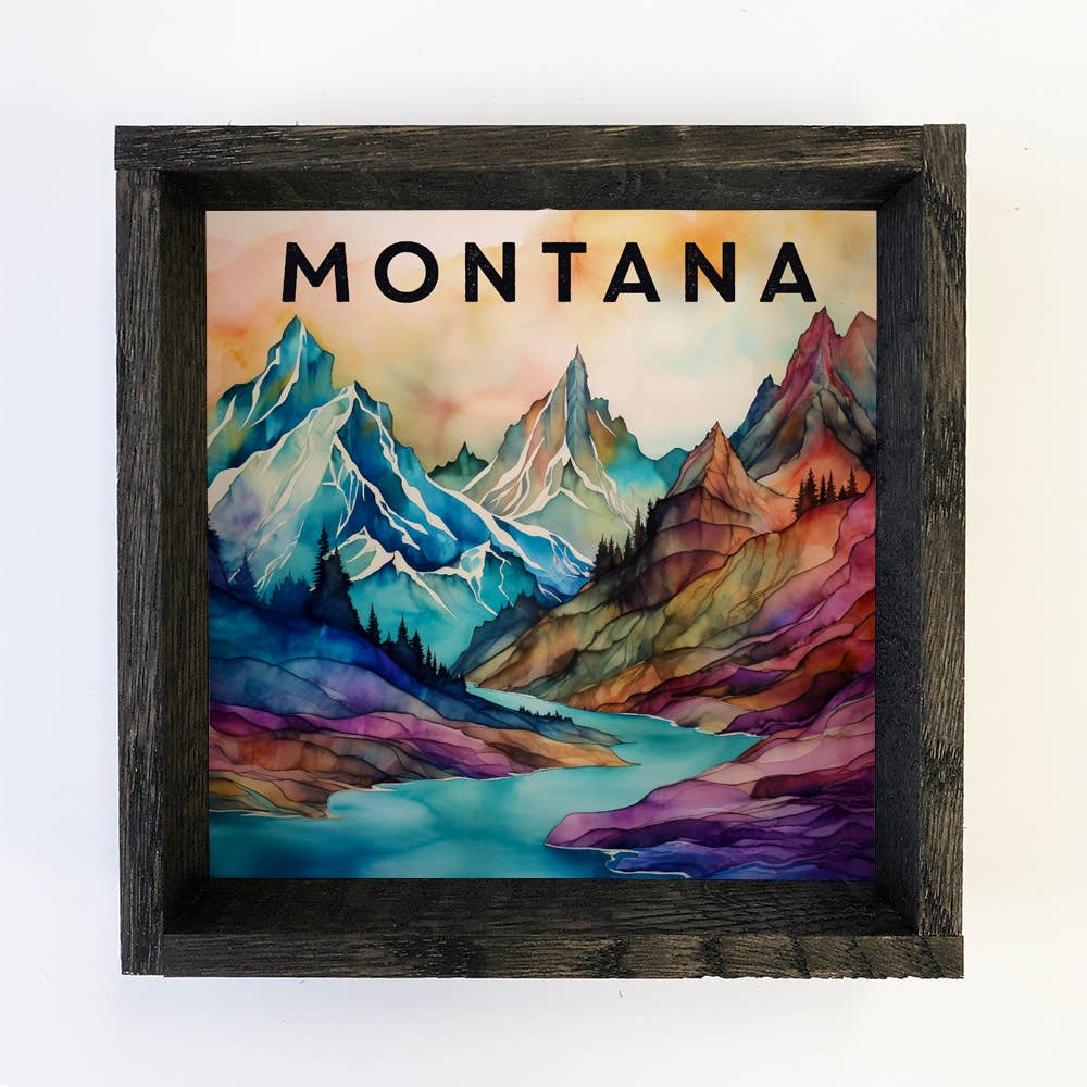 Vivid Mountain Colors Montana - Mountain Canvas Art - Framed