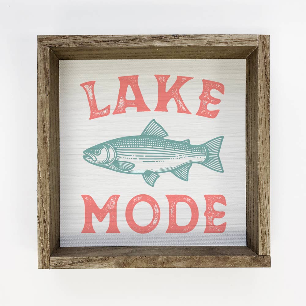 Lake Mode Fish - Lake House Word Art - Framed Canvas Art