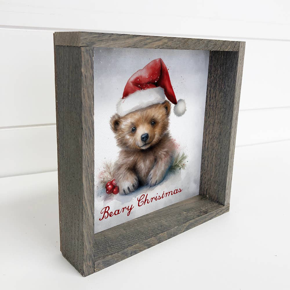 Beary Christmas Wall Art - Framed Holiday Animal Wall Decor