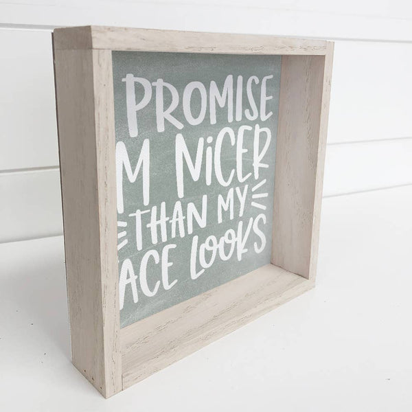 Promise I'm Nicer Than My Face Looks - Funny Chalkboard Sign