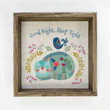 Folk Cat Good Night Sleep Tight Wall Art - Animal Folk Art