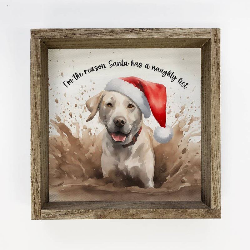 White Lab Naughty List - Funny Animal Wall Art - Framed Art