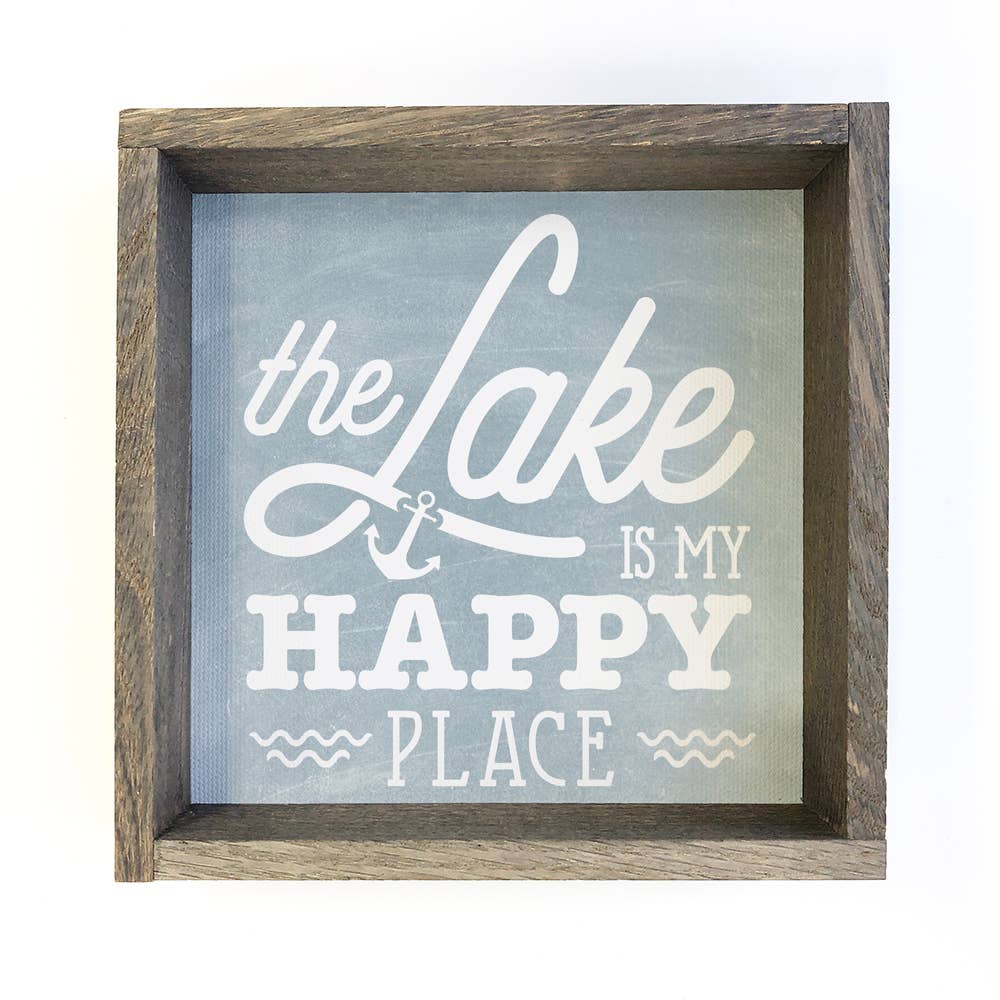 The Lake is My Happy Place - Lake Word Art - Wood Framed Art