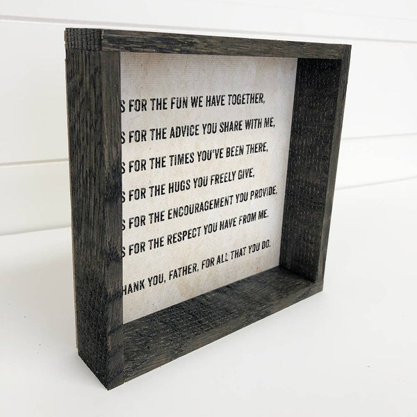 FATHER Acrostic Poem Wood Frame Sign - Father's Day Gift
