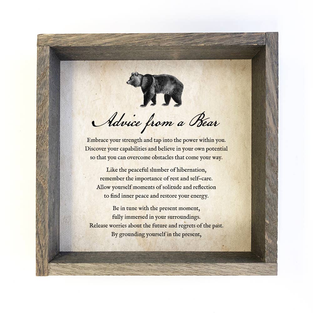 Advice from a Bear - Vintage Bear Word Art - Cabin Wall Art