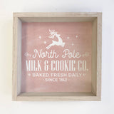 Pink North Pole Milk & Cookies - Cute Holiday Word Sign -