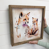 Mama and Baby Bobcat Wood Sign - Mother's Day Decor for Mom