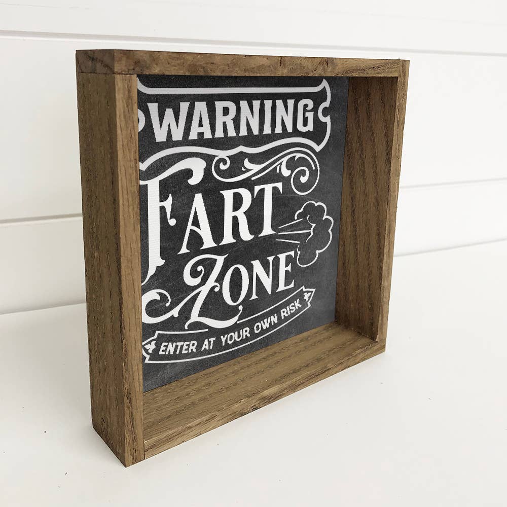 Warning Fart Zone - Funny Word Art Sign - Bathroom Wall Art