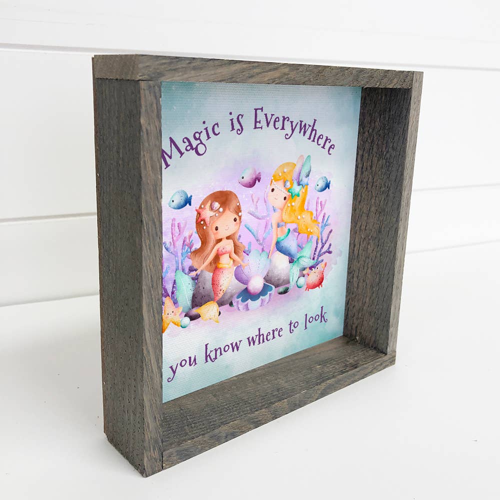 Mermaid Magic - Little Girl Bedroom Art - Cute Mermaid Art