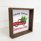 Red Christmas Tree Vintage Truck Little Framed Art Print