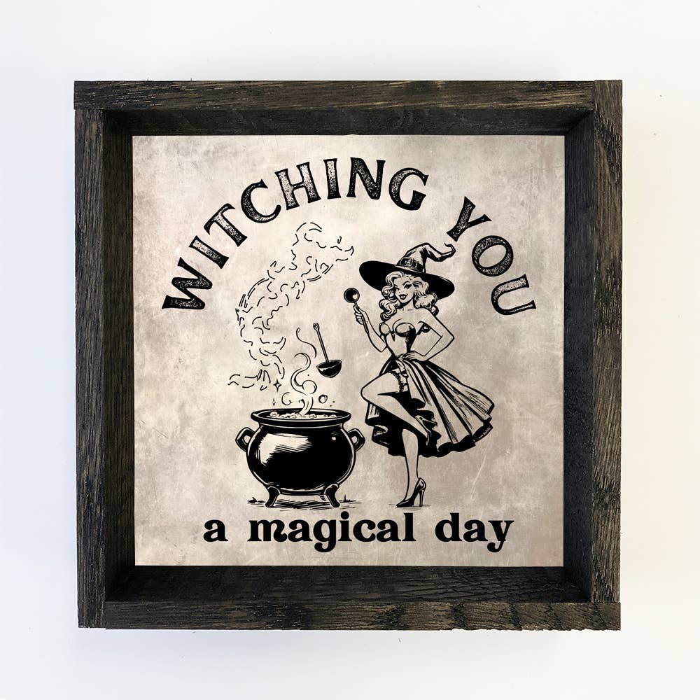 Witching You A Magical Day - Halloween Canvas Art - Framed