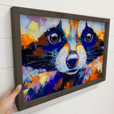 Colorful Raccoon Painting - Cabin Wall Art- Wood Framed Art