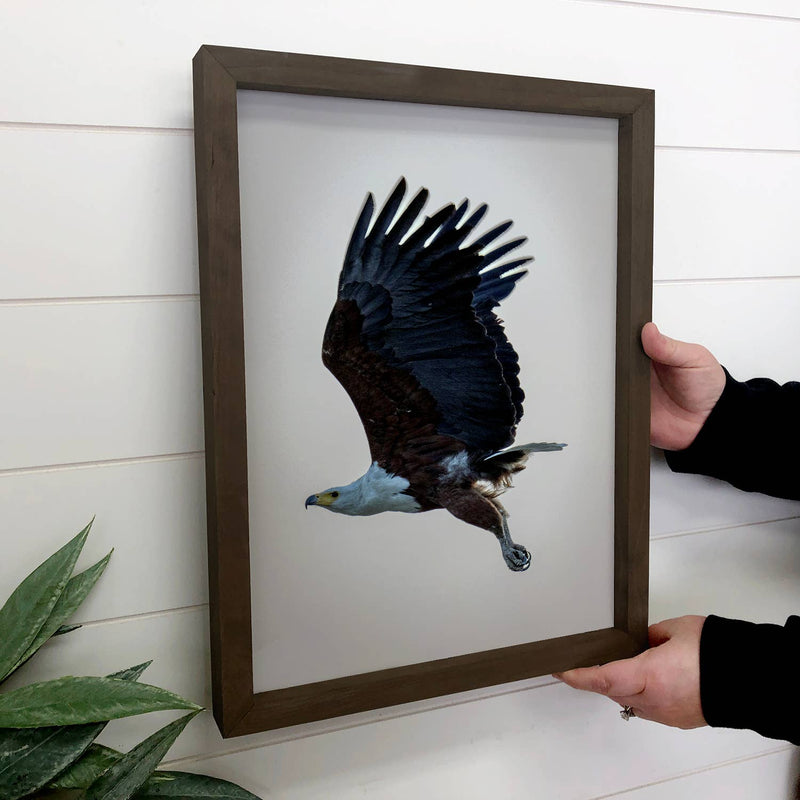 Eagle in Flight - Eagle Photograph Canvas Art - Wood Framed